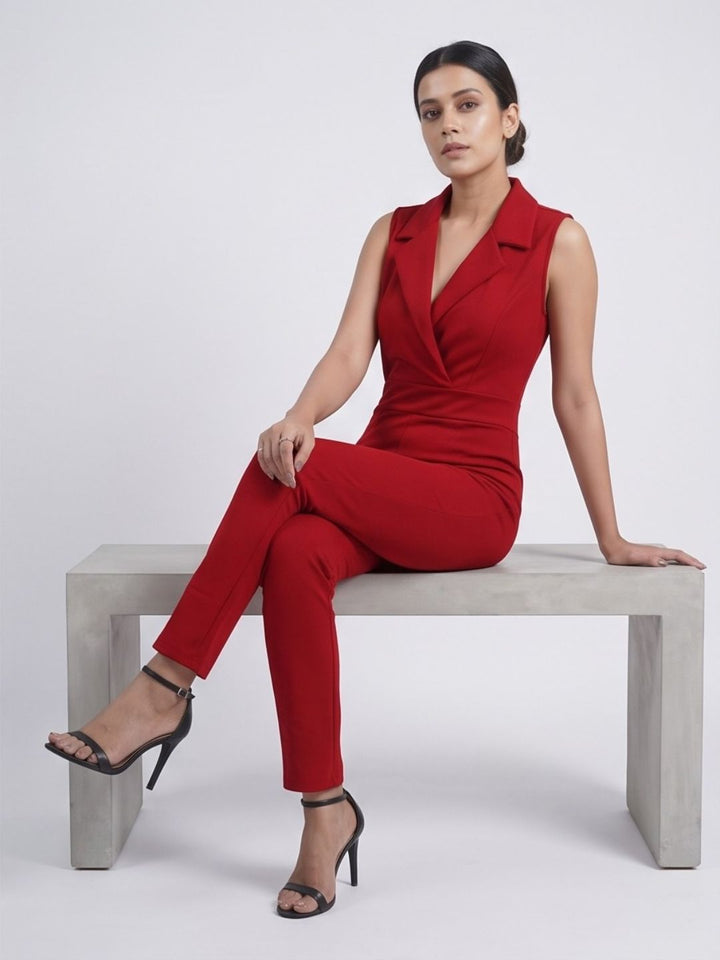 SIDE STRIPED JUMPSUIT MAROON