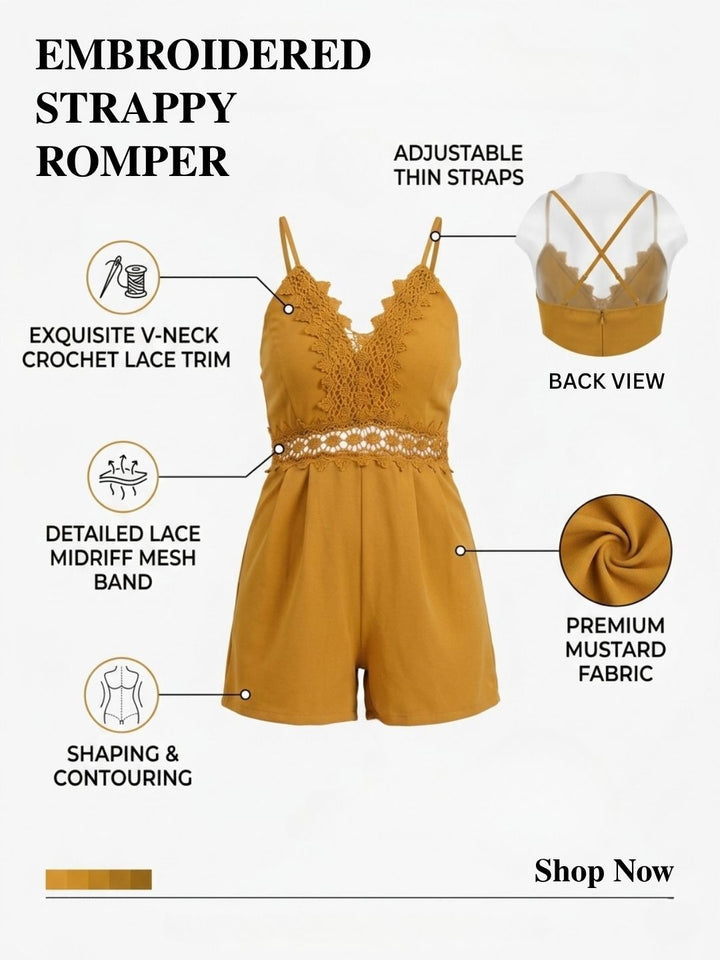 EMBROIDERED STRAPPY JUMPSUIT