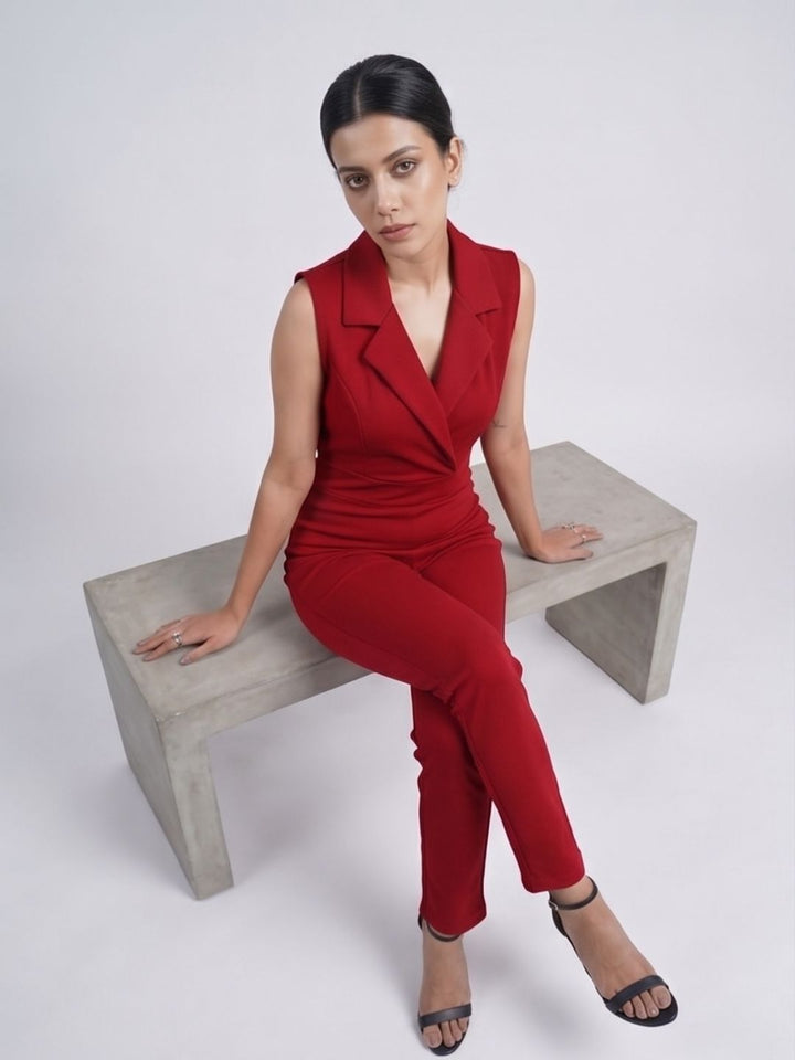 SIDE STRIPED JUMPSUIT MAROON