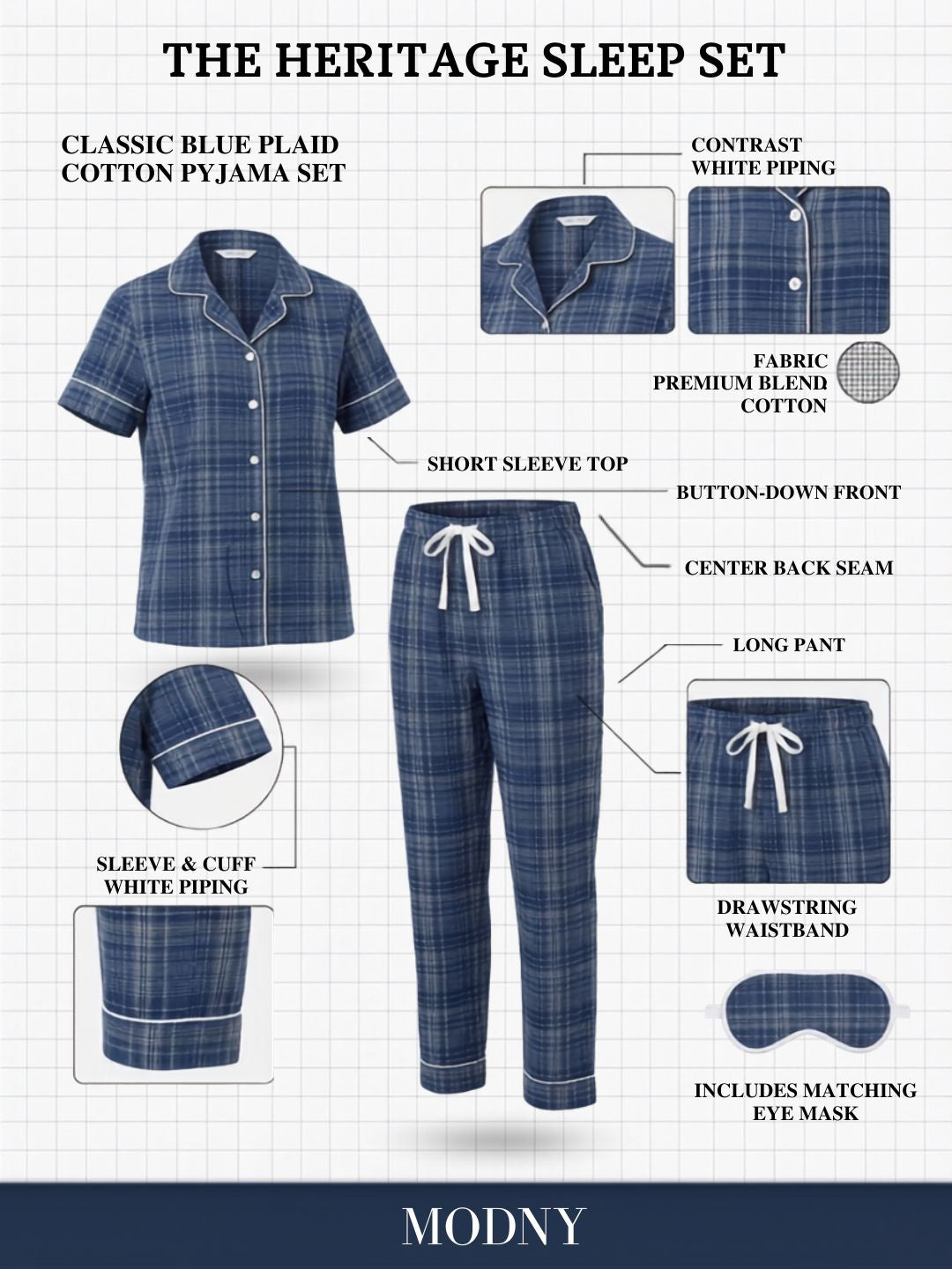 THE HERITAGE SLEEP SET NAVY BLUE