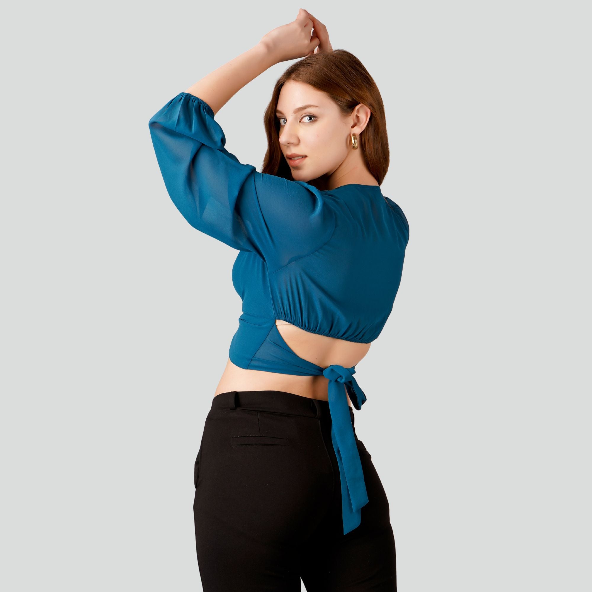 LANTERN SLEEVES CROP TOP