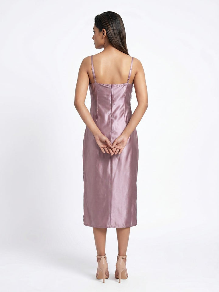 SATIN STRAPPY MIDI DRESS