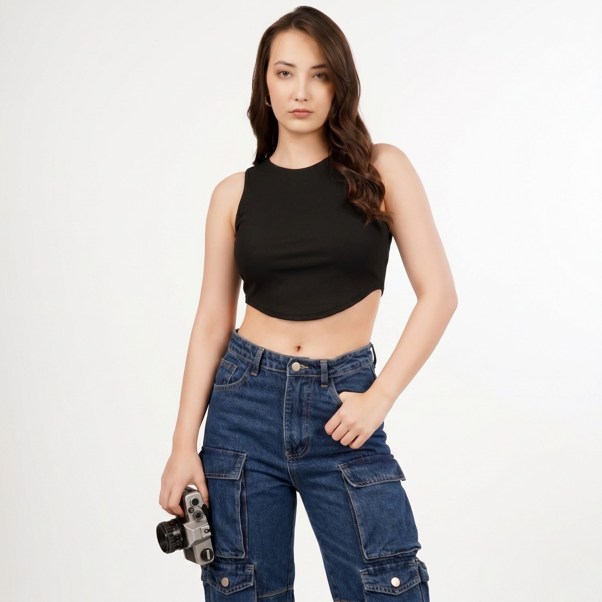 Arc-Hem Ribbed Crop TANK TOP