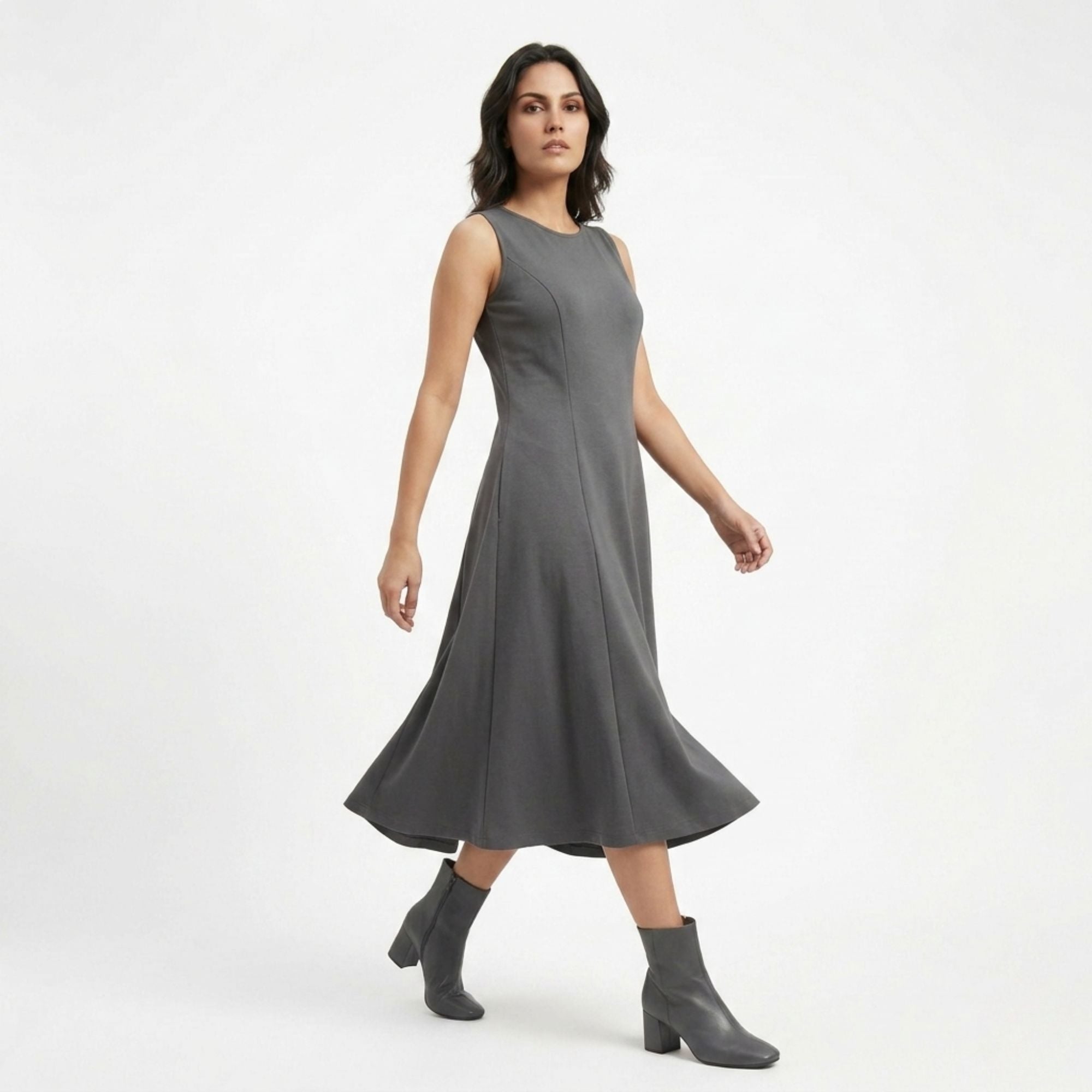 AZURE GRACE FLARED MIDI DRESS