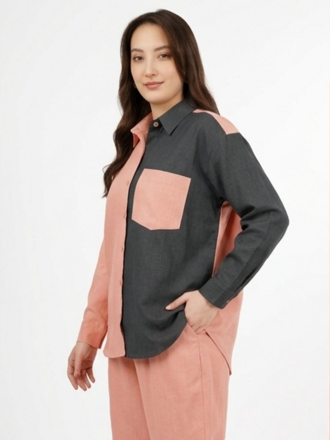 CHIC CONTRAST LINEN CO-ORD SET