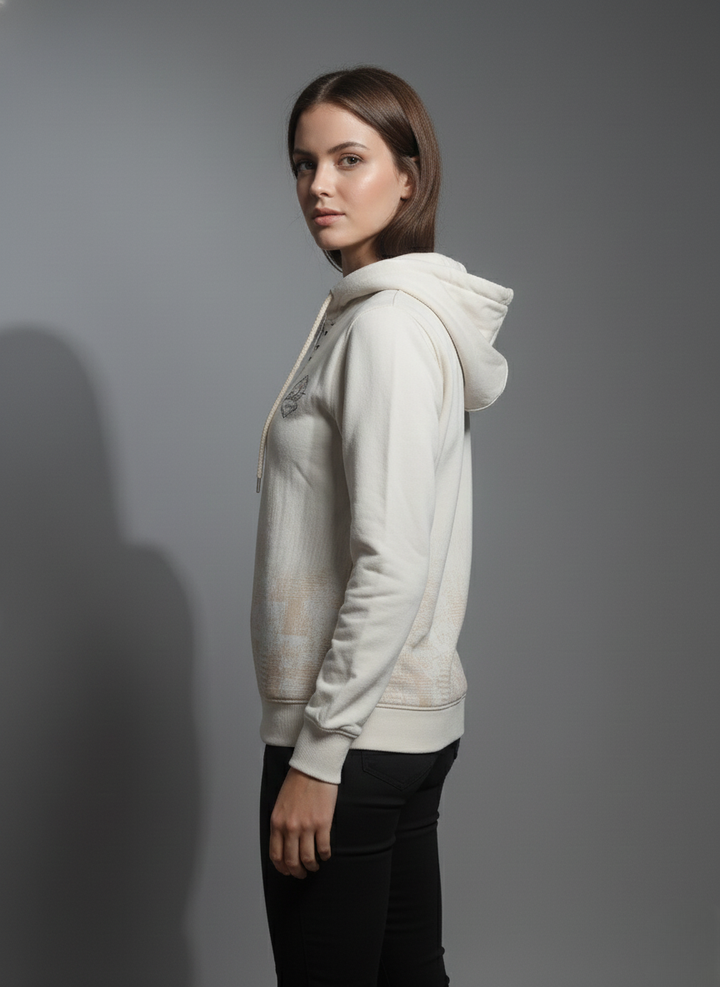 Vibrant Cream Zipper Hoodie
