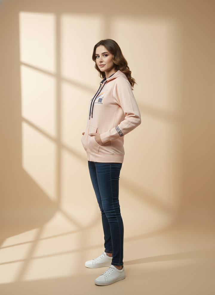Vibrant Peach Zipper Hoodie