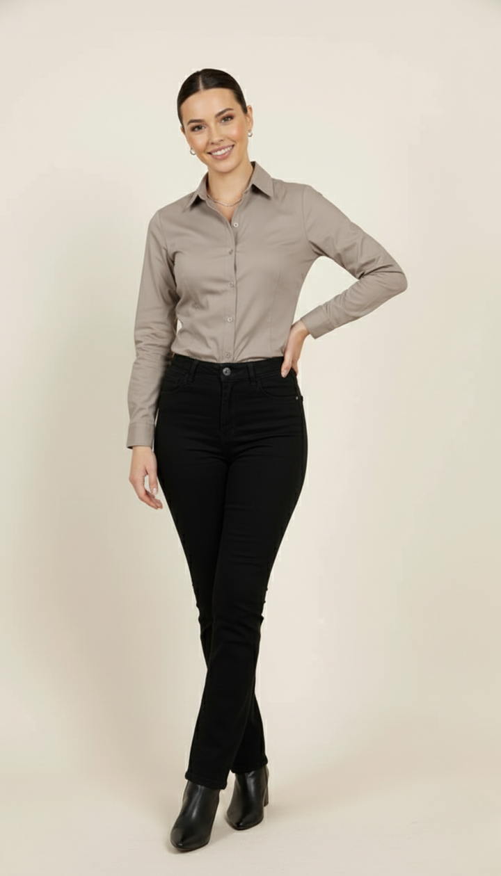 DARK GRAY CLASSIC COTTON LONG-SLEEVE FORMAL SHIRT
