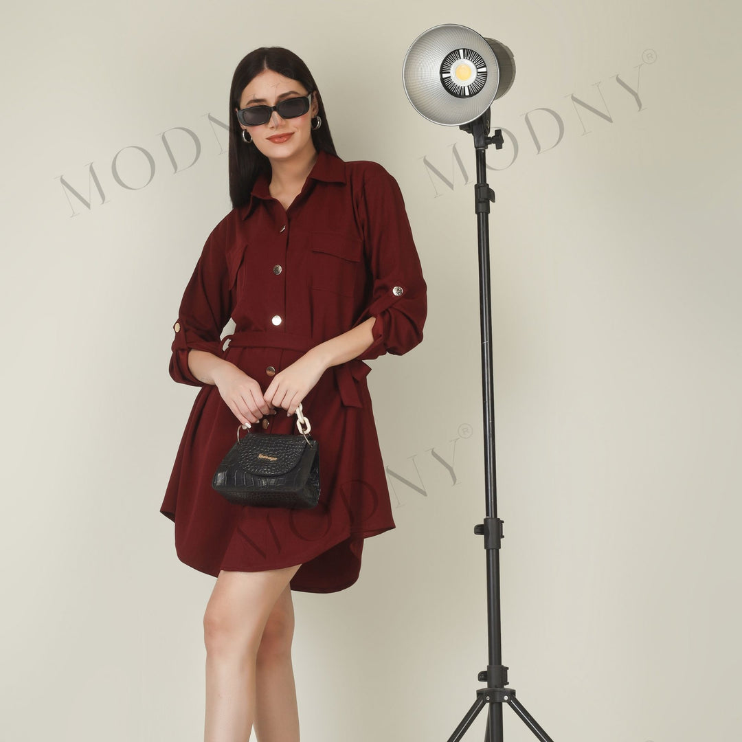 Wrapped Sleeves Short Dress