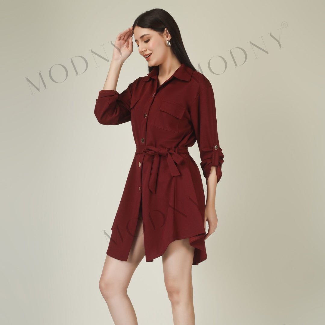 Wrapped Sleeves Short Dress