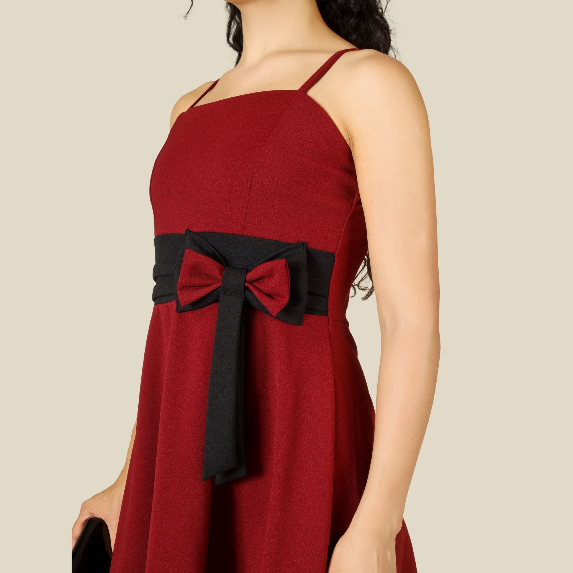 SCARLET CHARM BELTED MINI DRESS