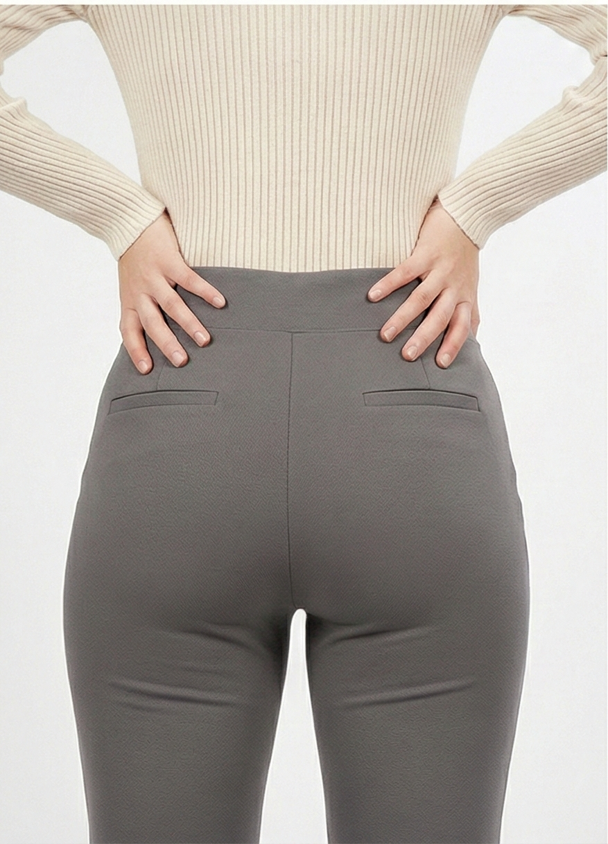 URBAN CONTOUR BELL BOTTOM HIGH WAIST SUSTAINED GREY TROUSER