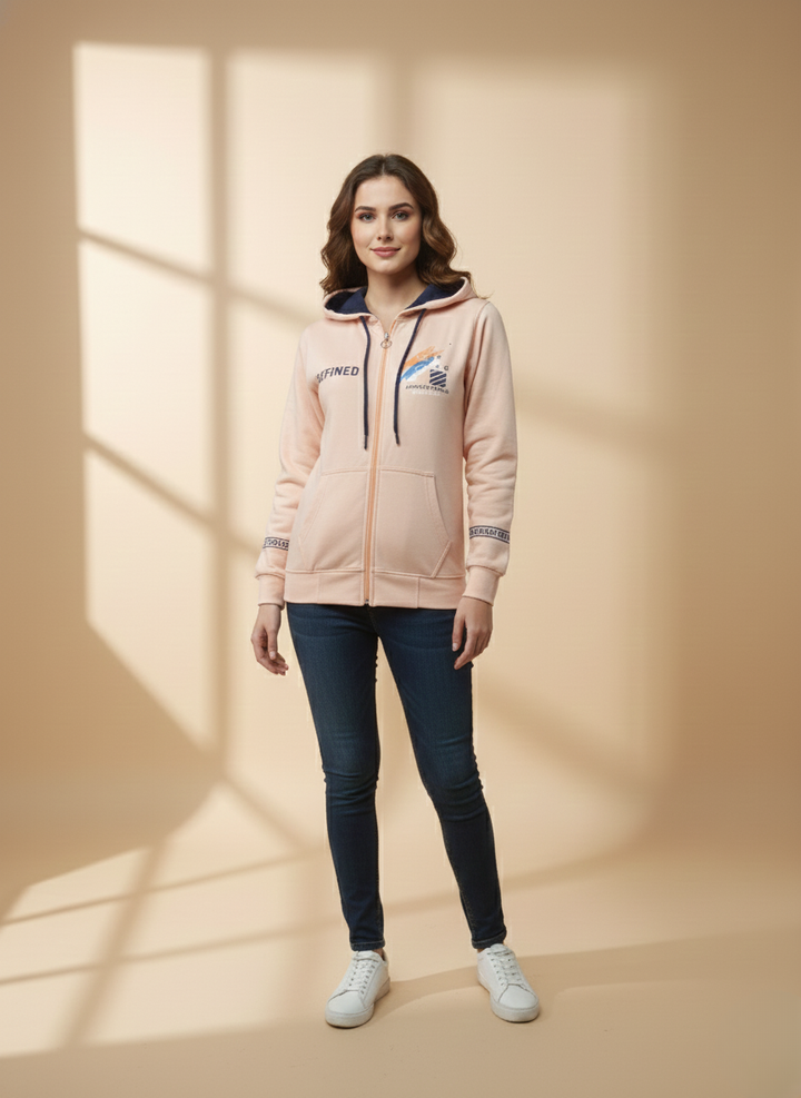 Vibrant Peach Zipper Hoodie