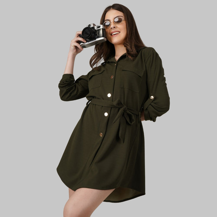 Wrapped Sleeves Short Dress