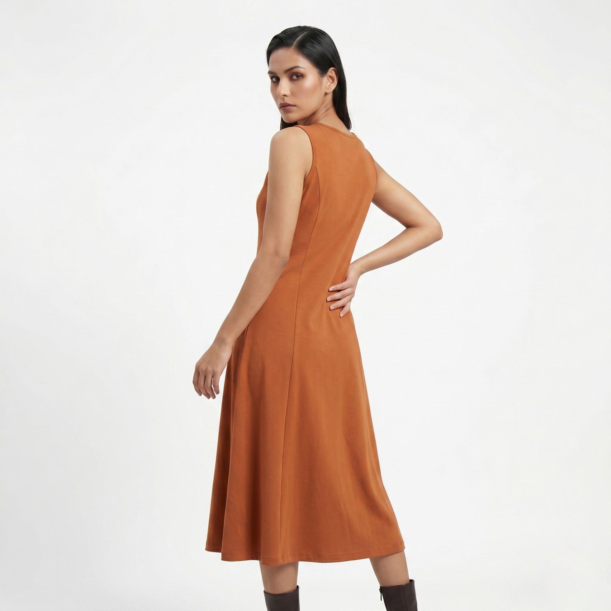AZURE GRACE FLARED MIDI DRESS