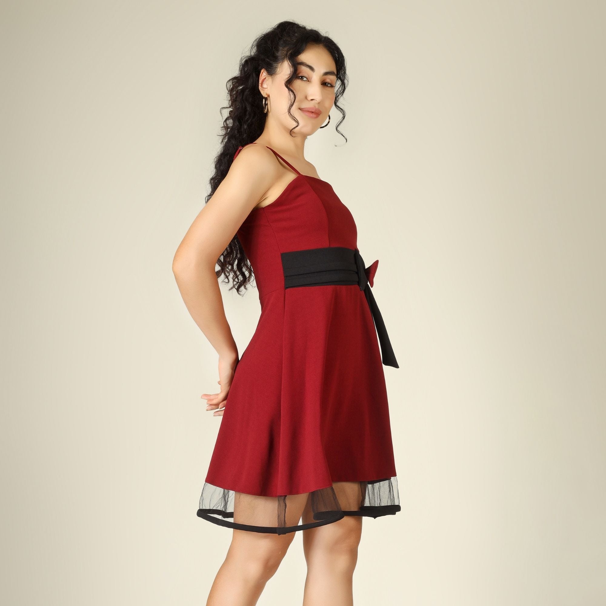 SCARLET CHARM BELTED MINI DRESS