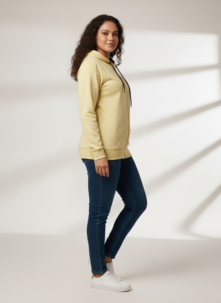 Vibrant Yellow Zipper Hoodie