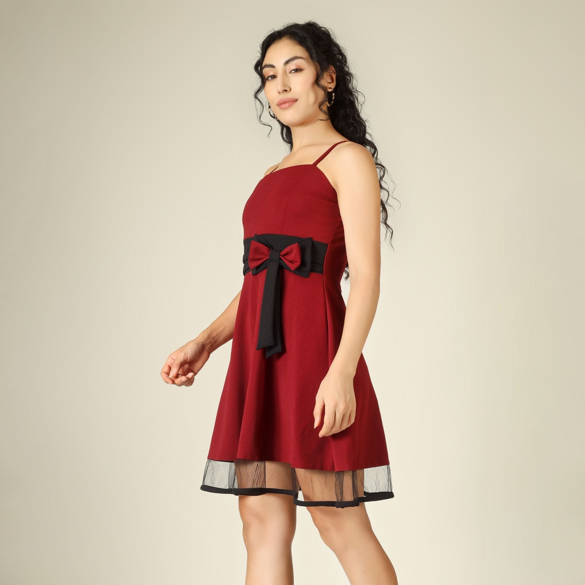 SCARLET CHARM BELTED MINI DRESS