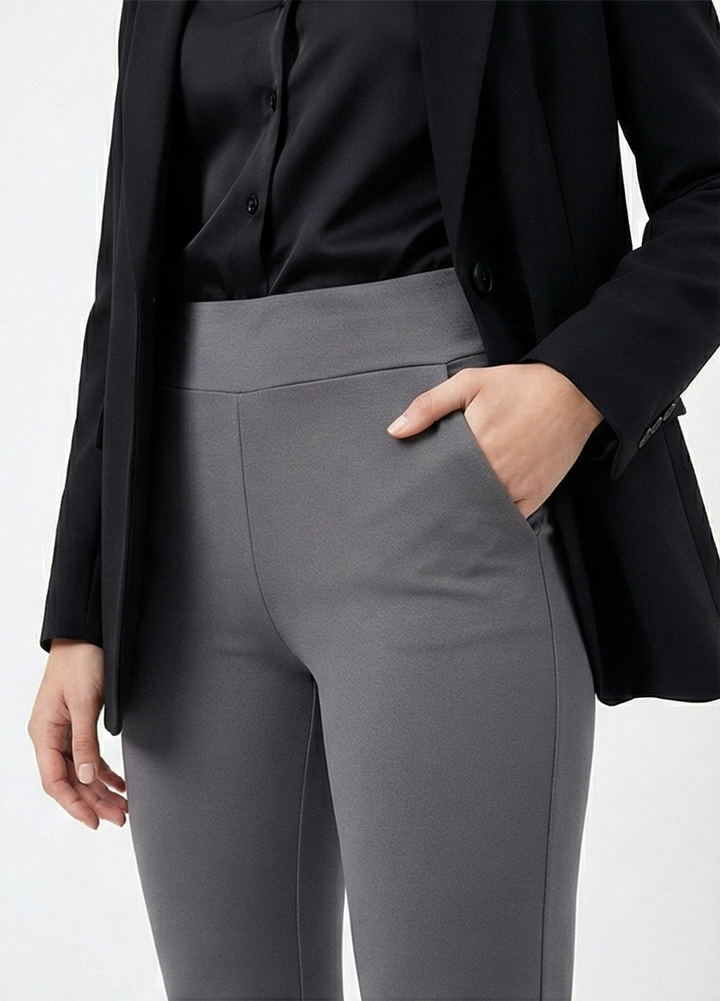 URBAN CONTOUR BELL BOTTOM HIGH WAIST SLATE GREY TROUSER