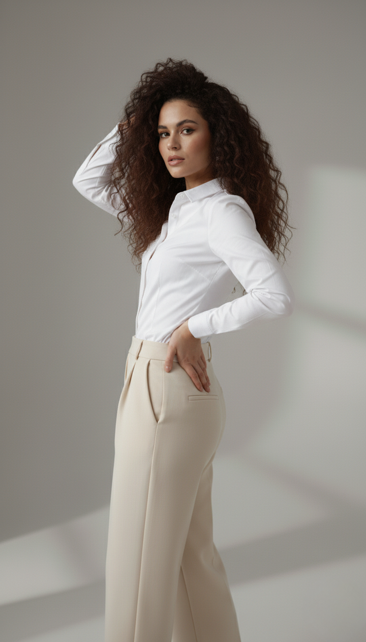 WHITE CLASSIC COTTON LONG-SLEEVE FORMAL SHIRT