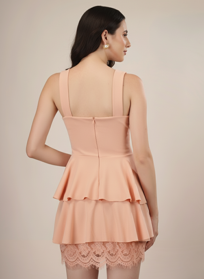 GOLDEN BLOOM PEPLUM MINI DRESS