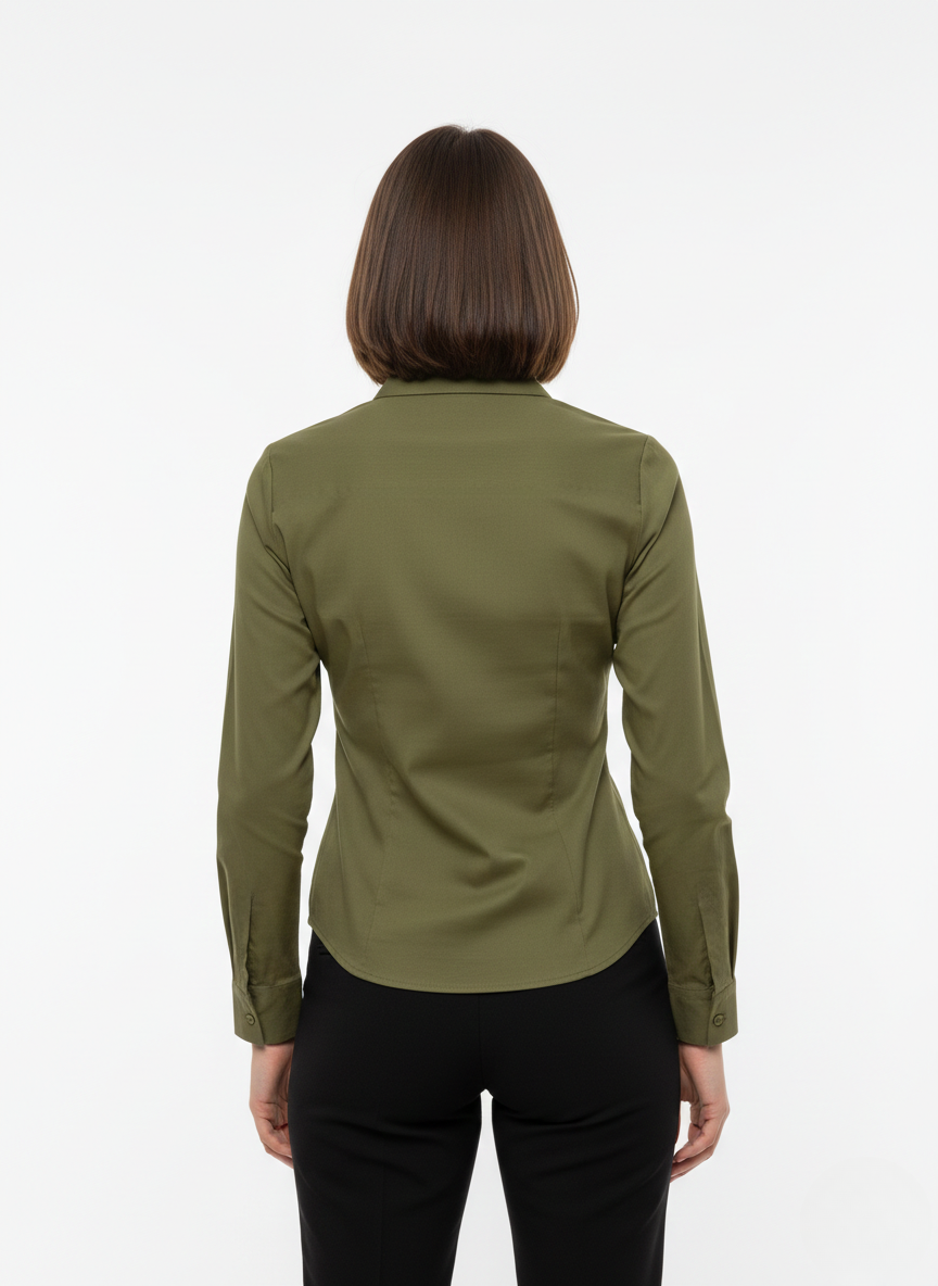 OLIVE GREEN CLASSIC COTTON LONG-SLEEVE FORMAL SHIRT