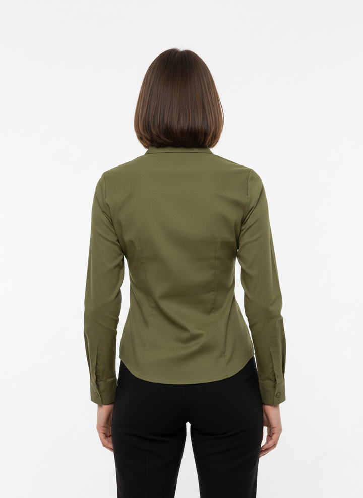 OLIVE GREEN CLASSIC COTTON LONG-SLEEVE FORMAL SHIRT