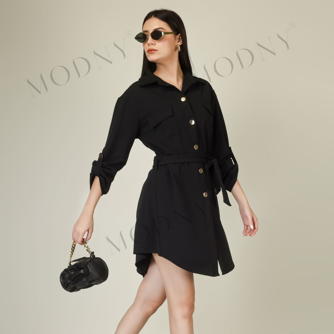 Wrapped Sleeves Short Dress