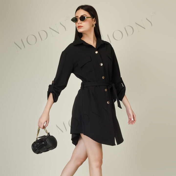 Wrapped Sleeves Short Dress