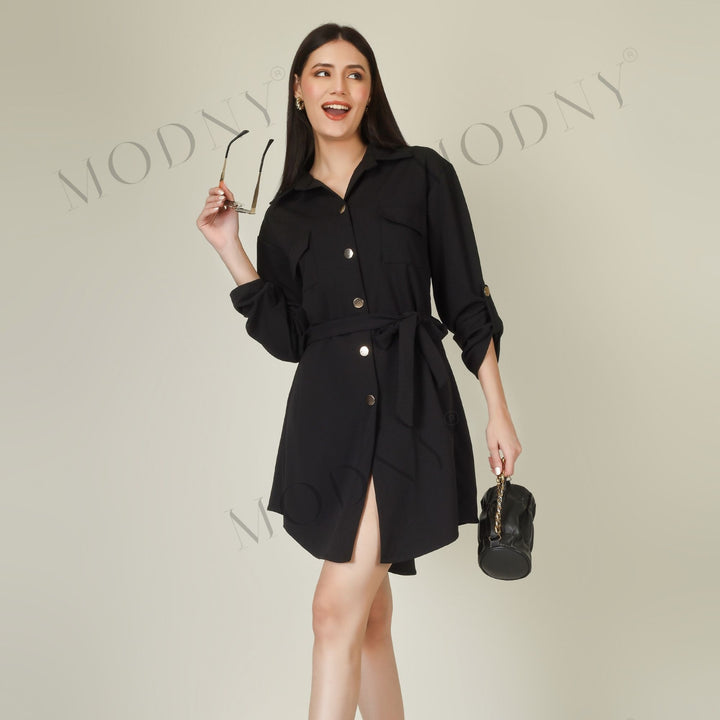 Wrapped Sleeves Short Dress