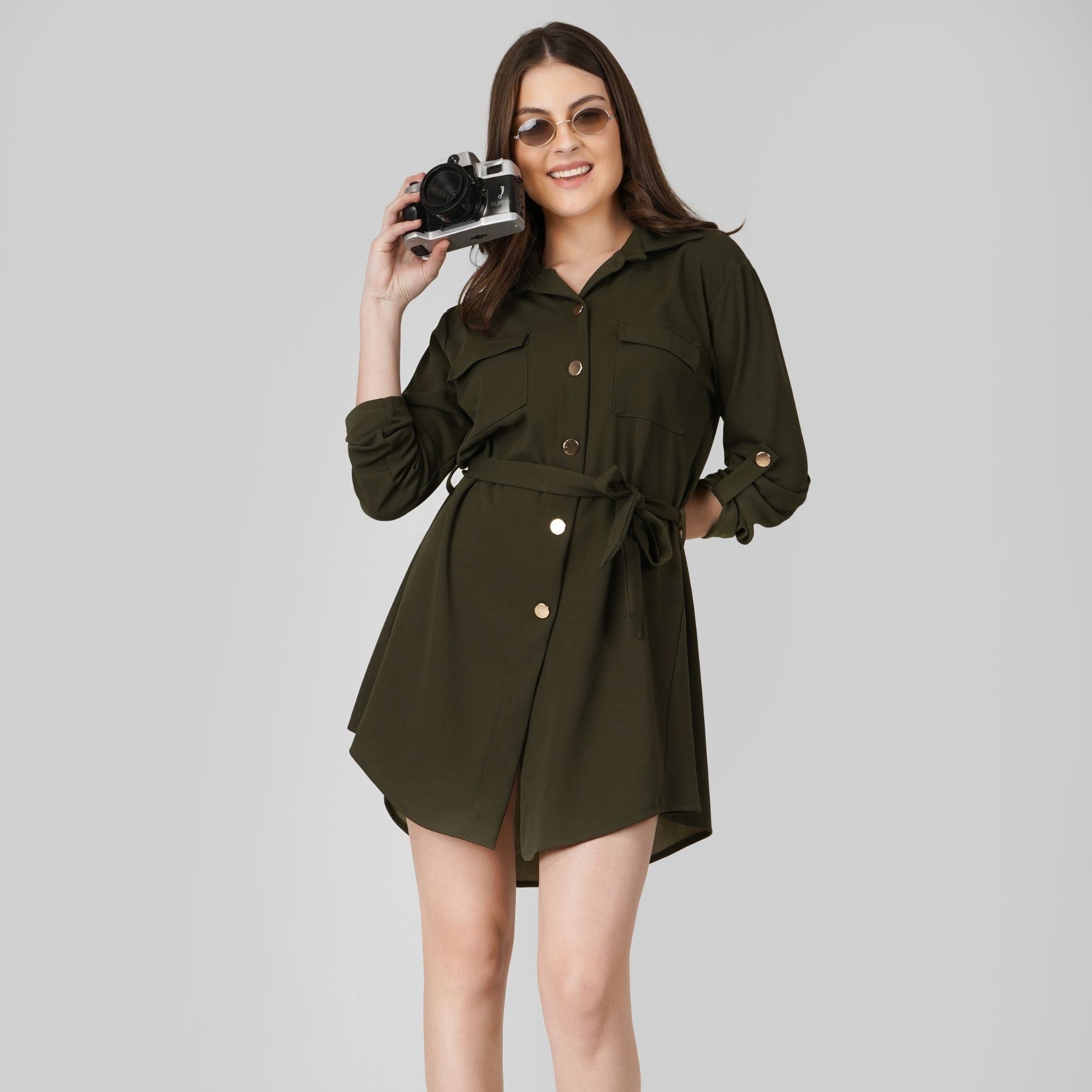 Wrapped Sleeves Short Dress