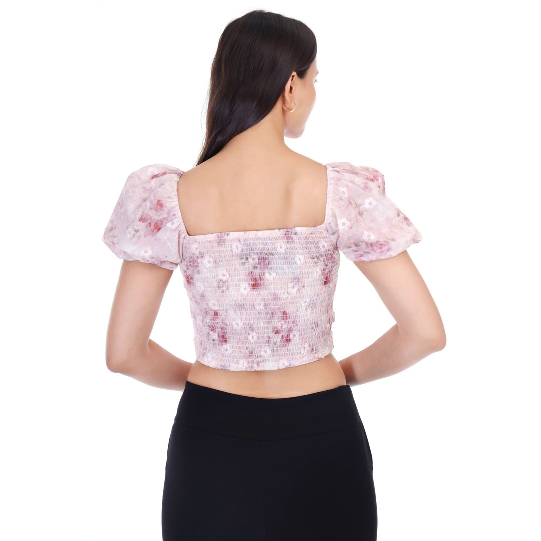 FLORAL PRINT CENTER ZIP CROP TOP