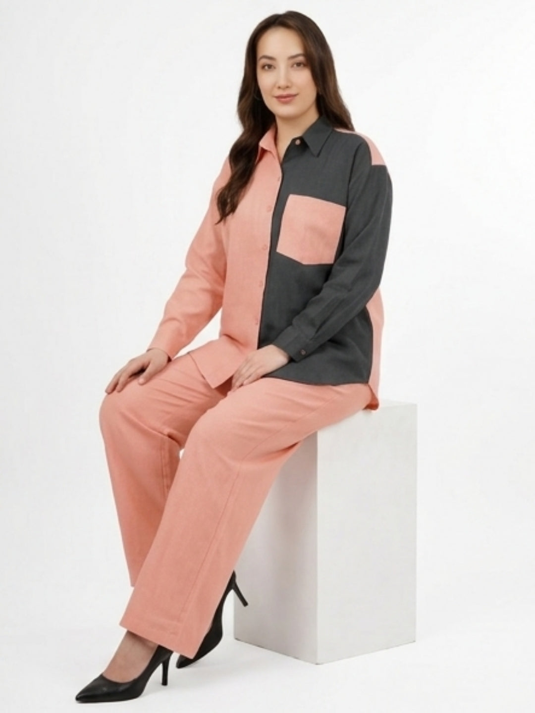 CHIC CONTRAST LINEN CO-ORD SET