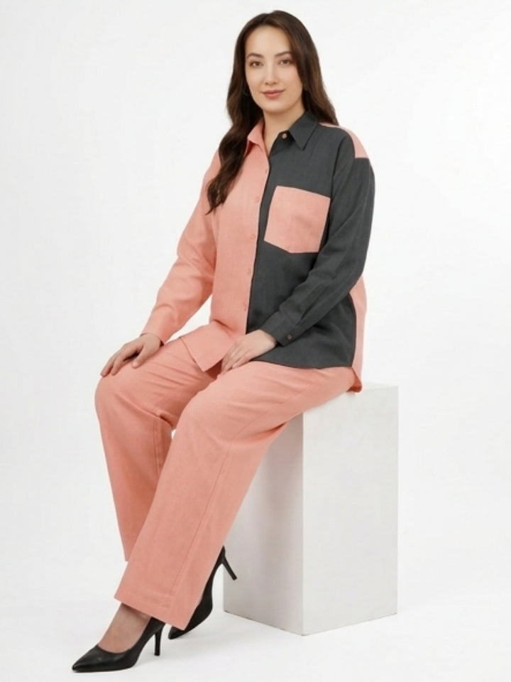 CHIC CONTRAST LINEN CO-ORD SET
