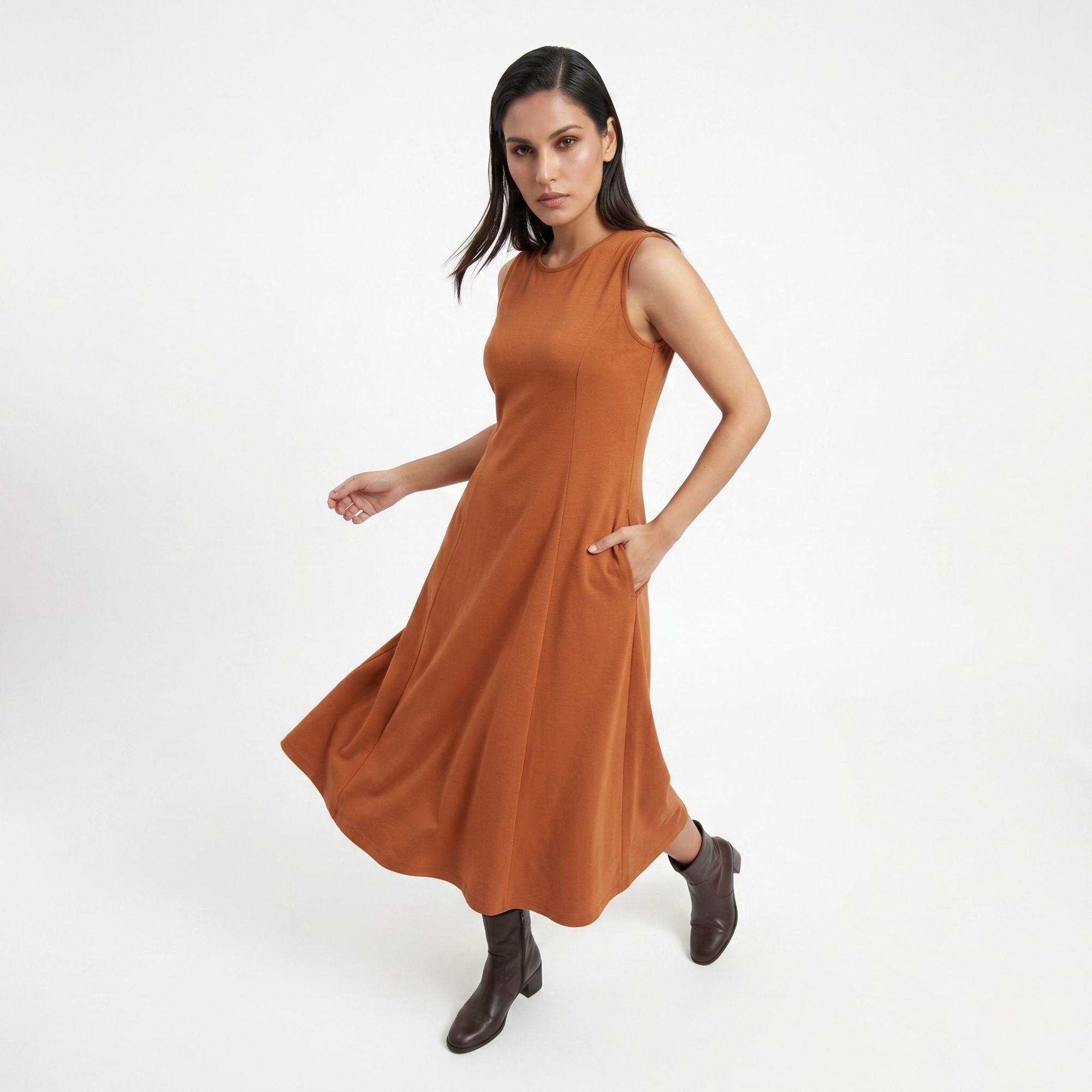 AZURE GRACE FLARED MIDI DRESS