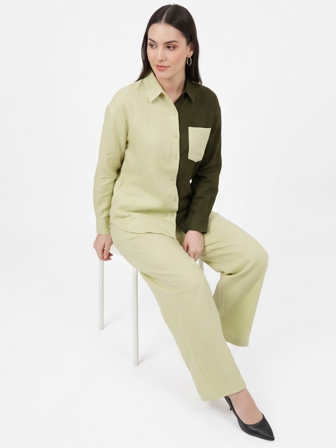CHIC CONTRAST LINEN CO-ORD SET