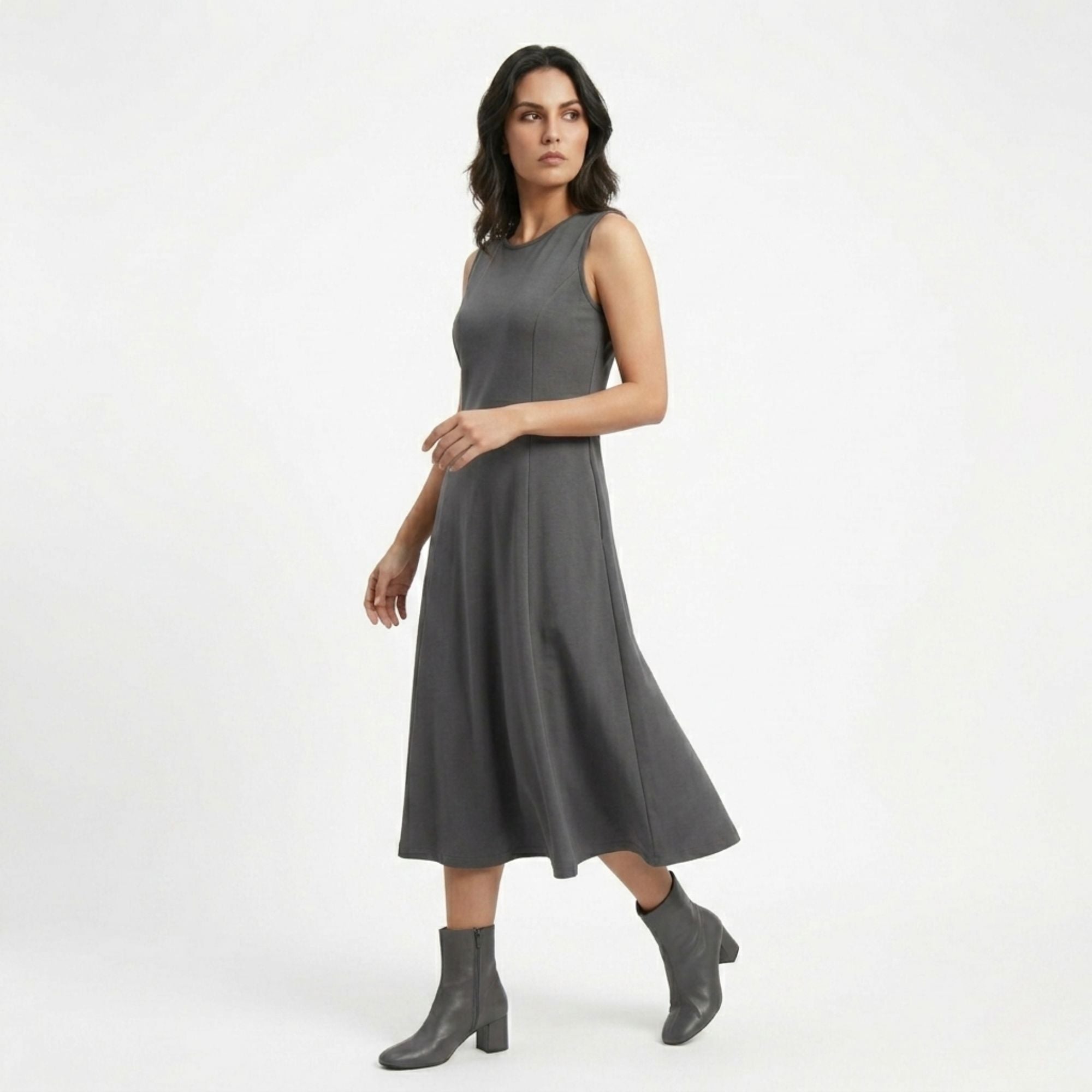 AZURE GRACE FLARED MIDI DRESS