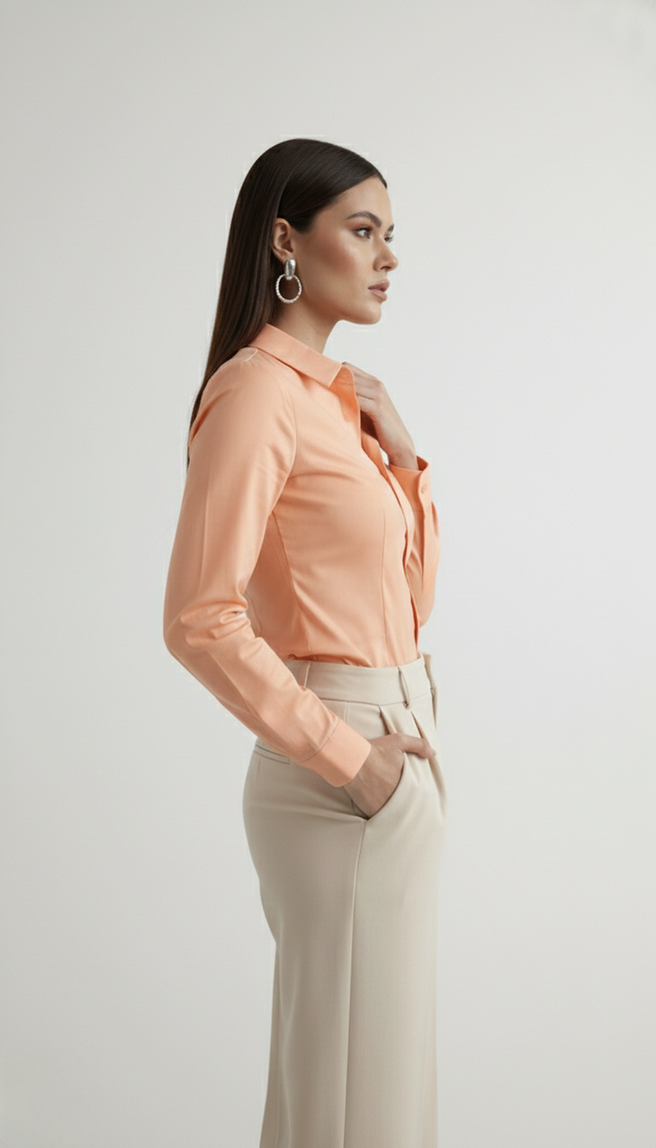 PEACH CLASSIC COTTON LONG-SLEEVE FORMAL SHIRT