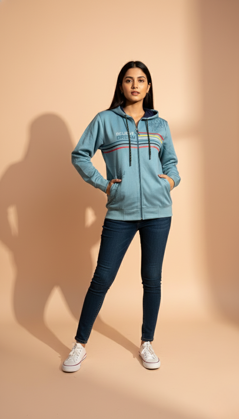 Teal Zipper Hoodie