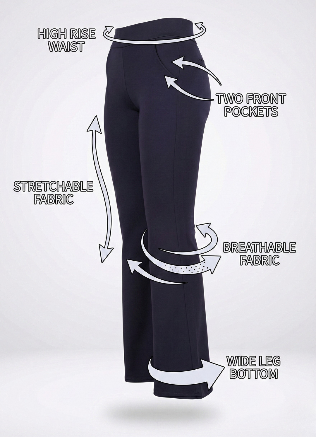 URBAN CONTOUR BELL BOTTOM HIGH WAIST NAVY BLUE TROUSER