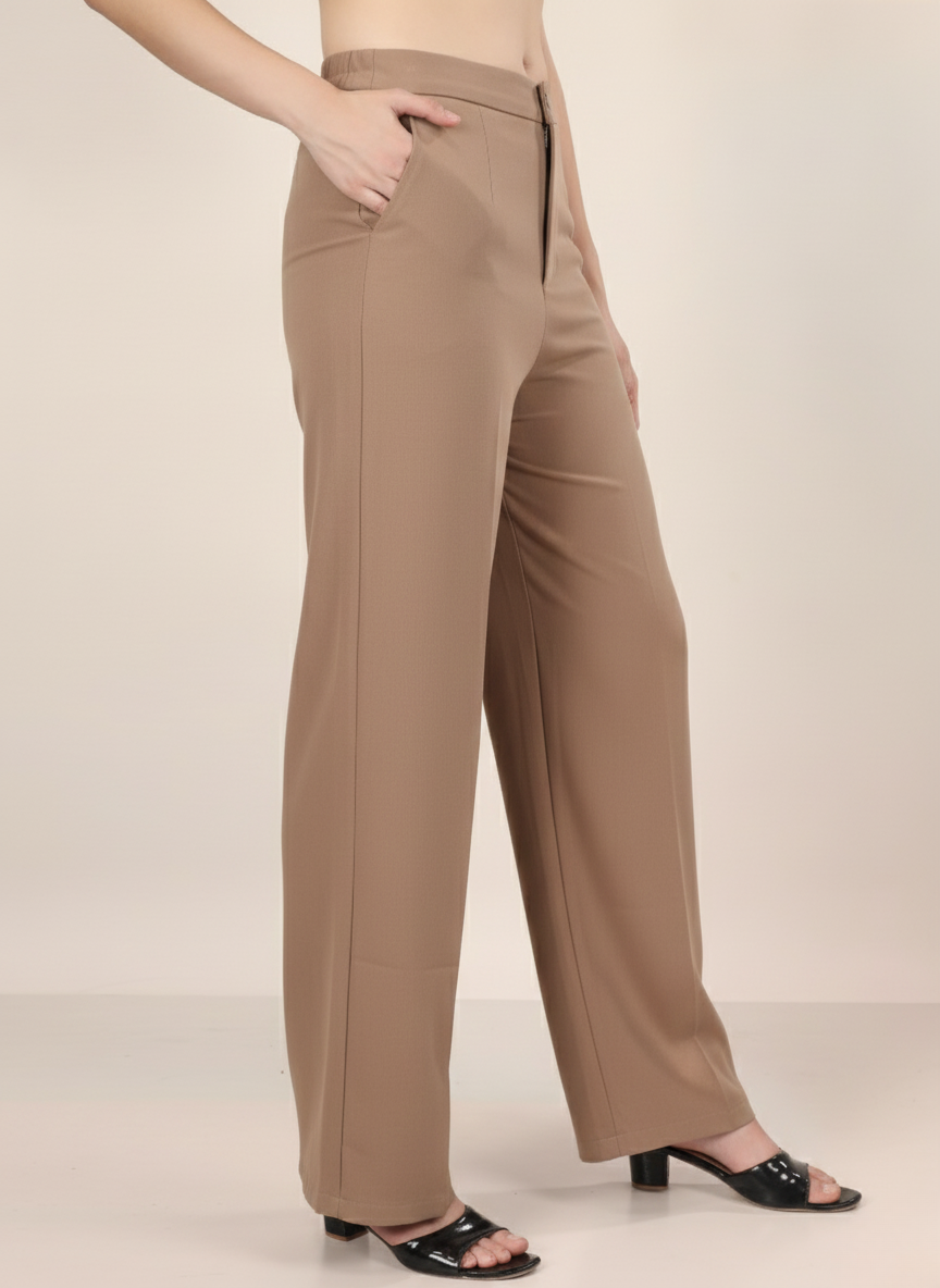 SINGLE BUTTON HIGH RISE FORMAL PANTS