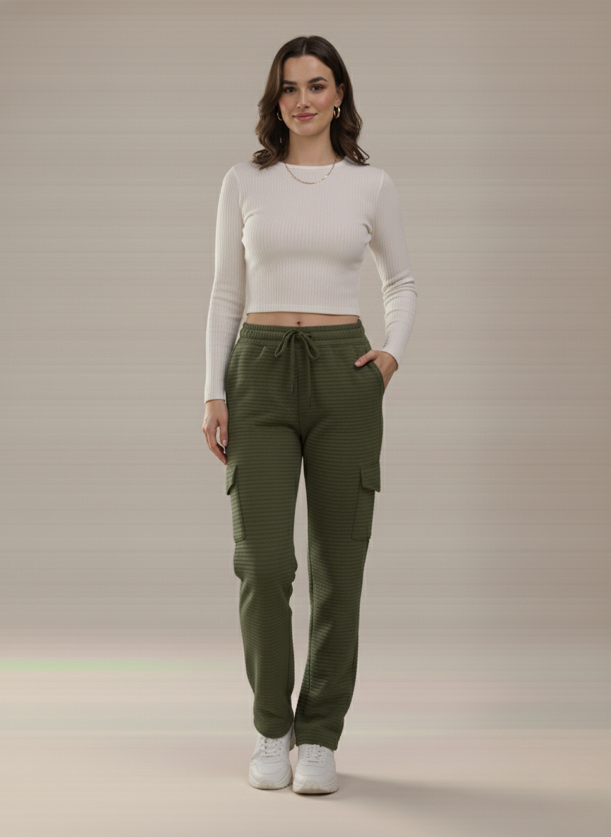 CARGO POCKET FLEECE TRACK PANTS