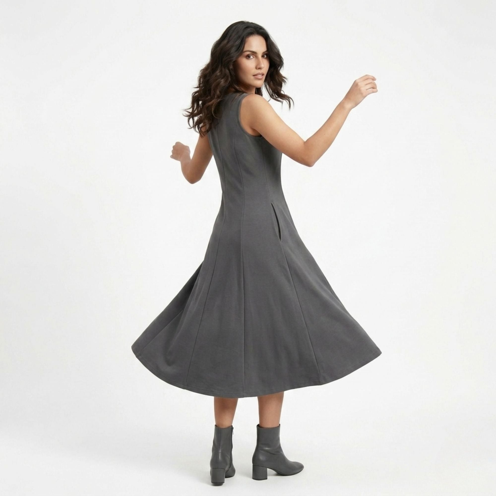 AZURE GRACE FLARED MIDI DRESS