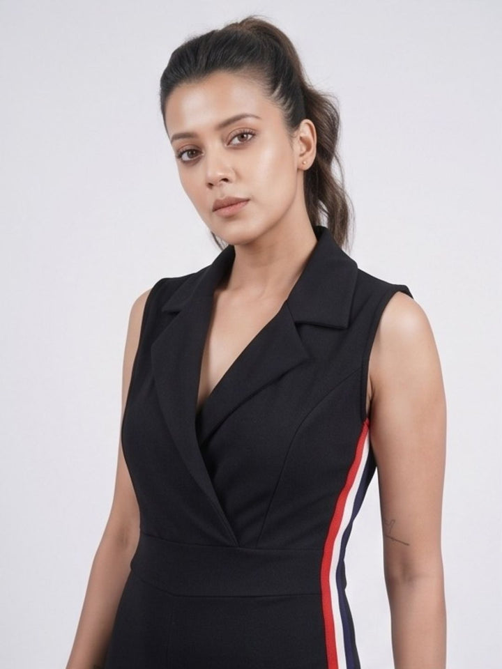 SIDE STRIPED JUMPSUIT BLACK