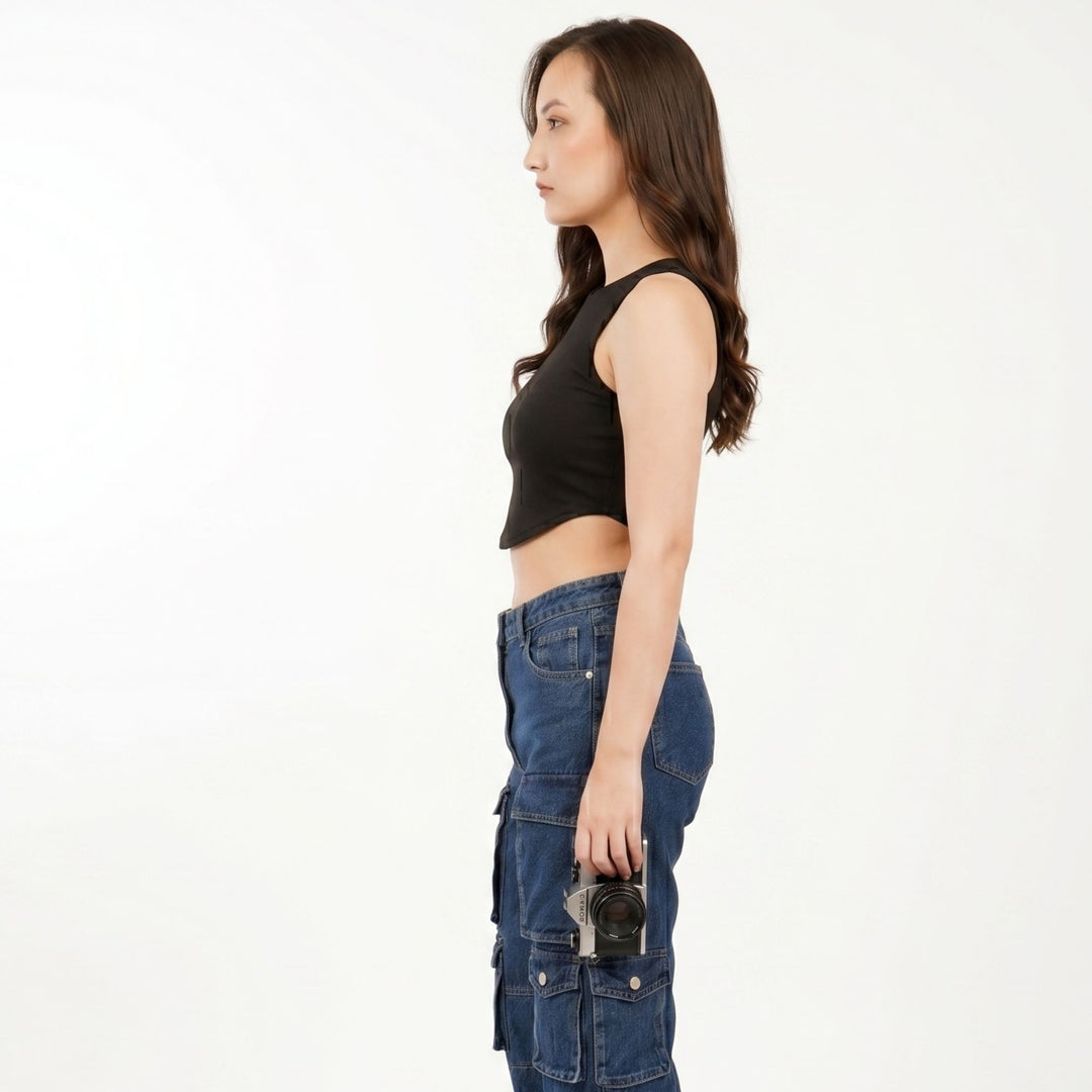 Arc-Hem Ribbed Crop Top