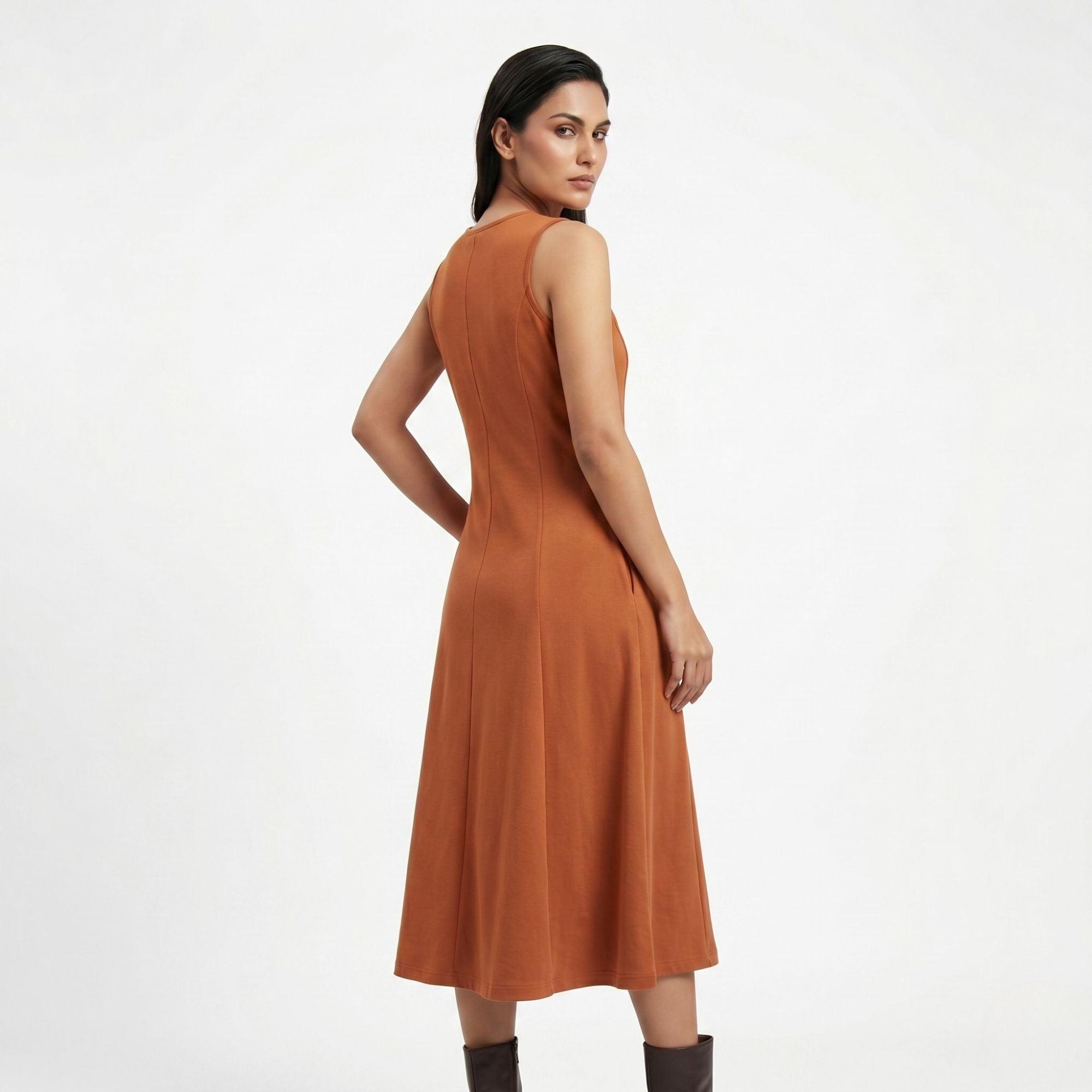AZURE GRACE FLARED MIDI DRESS