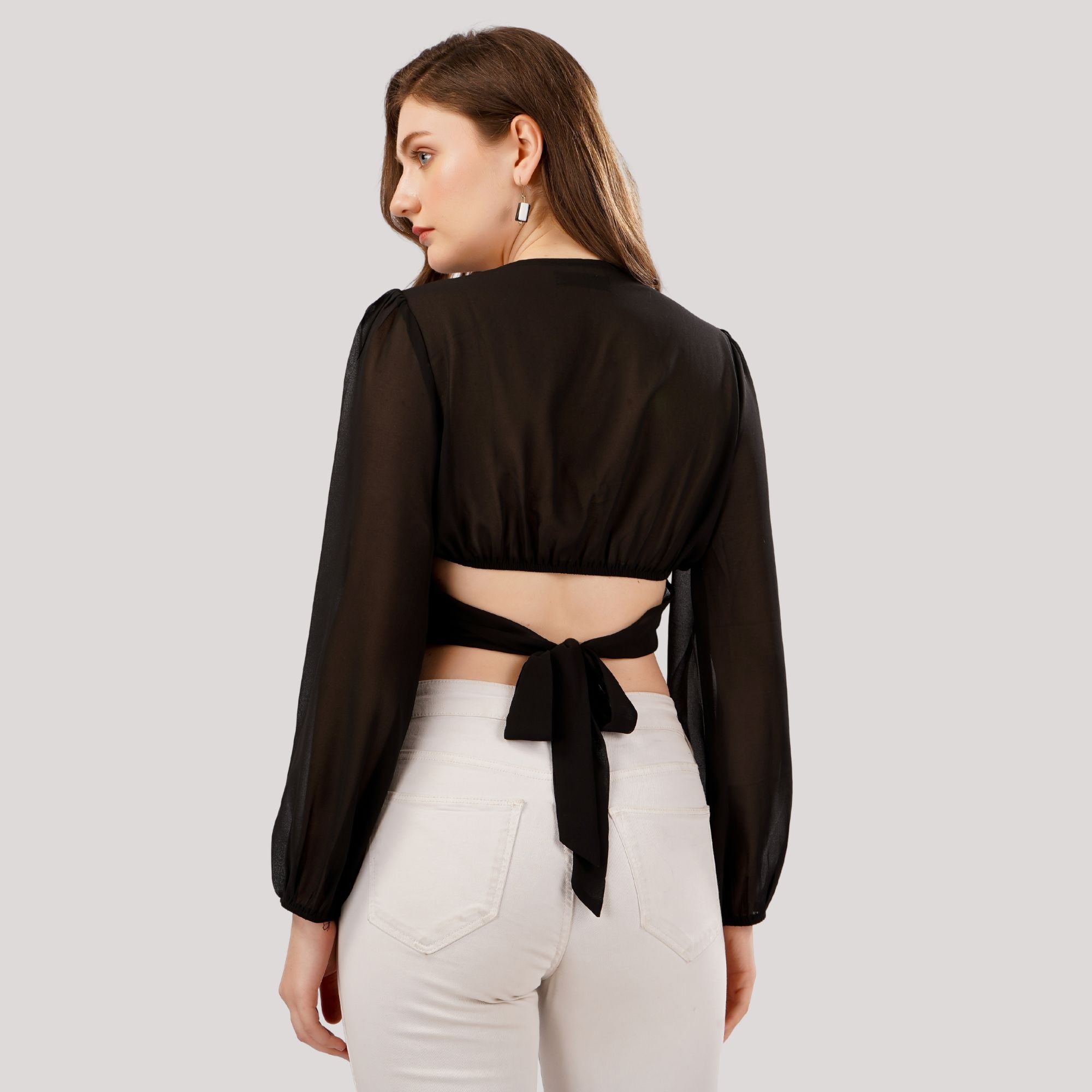 LANTERN SLEEVES CROP TOP