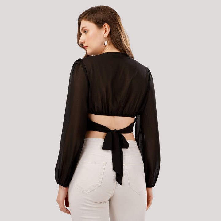 LANTERN SLEEVES CROP TOP