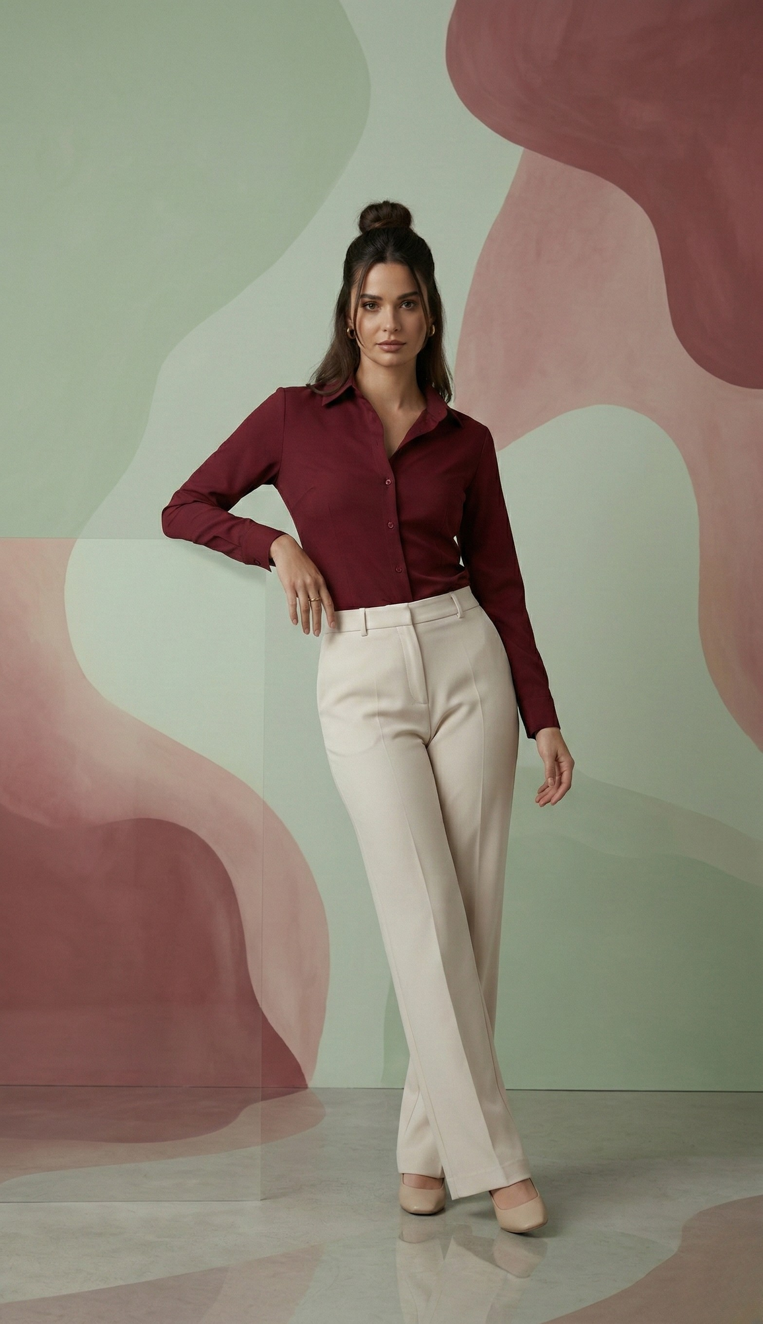 WINE CLASSIC COTTON LONG-SLEEVE FORMAL SHIRT