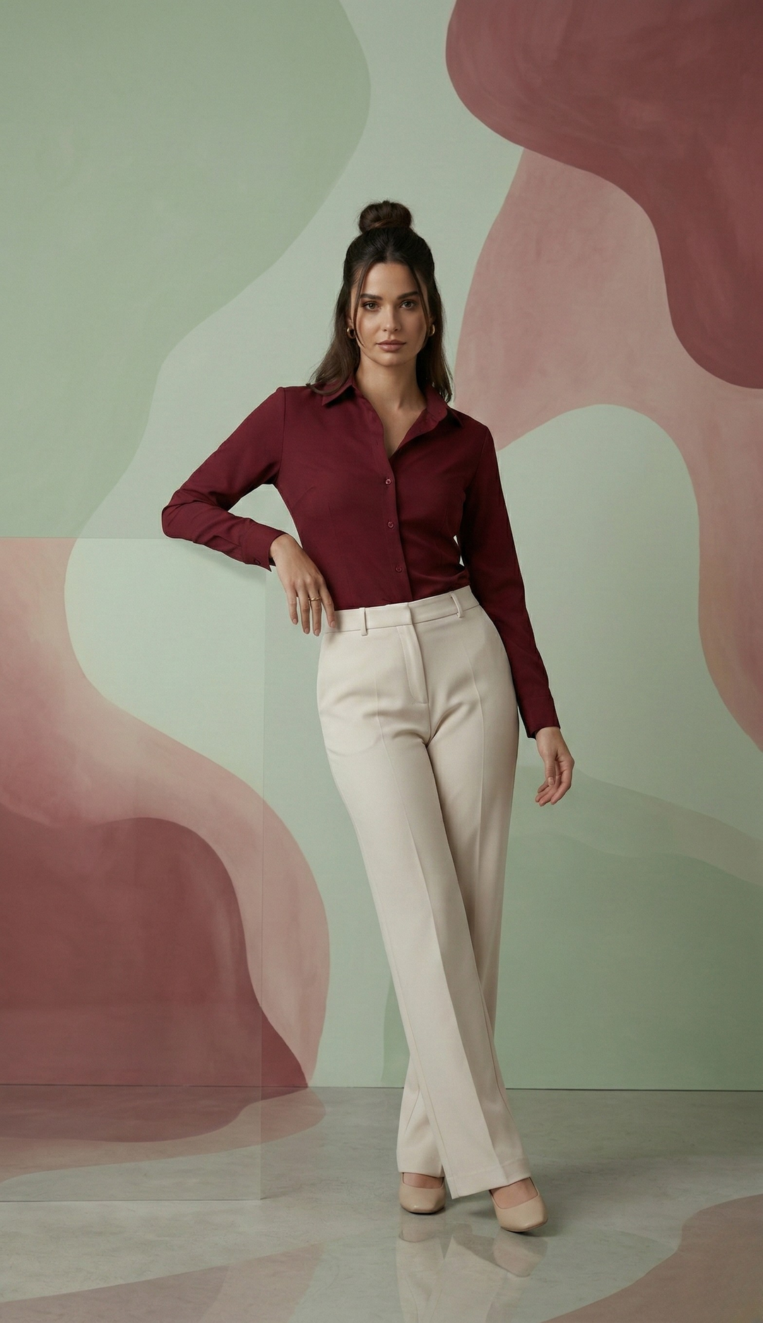 WINE CLASSIC COTTON LONG-SLEEVE FORMAL SHIRT